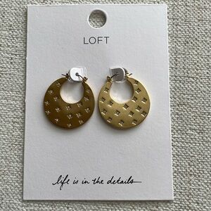 LOFT Moon Hoop Earrings Gold NWT